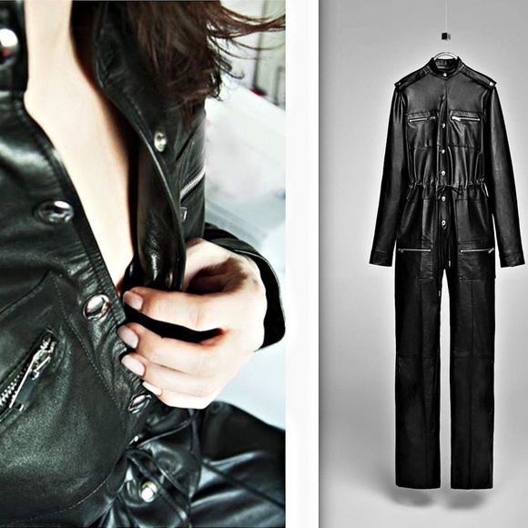 leather jumpsuit zara